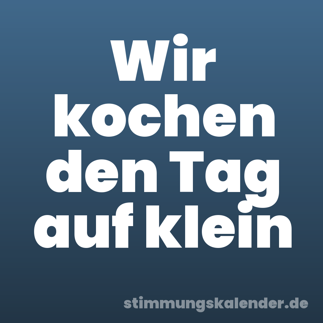 Wir kochen den Tag auf klein