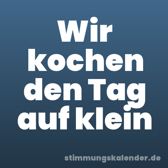 Wir kochen den Tag auf klein