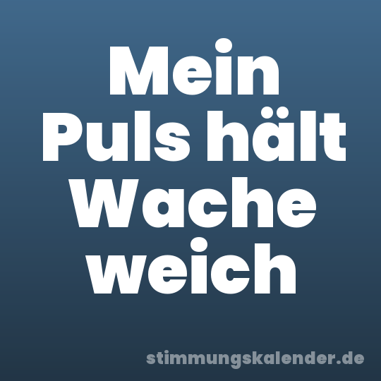 Mein Puls hält Wache weich