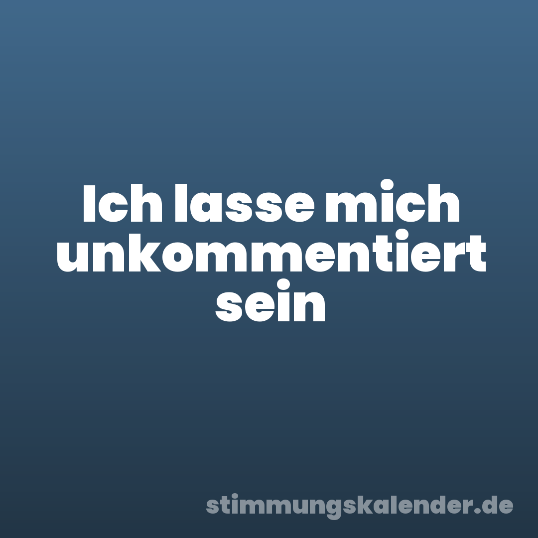 Ich lasse mich unkommentiert sein