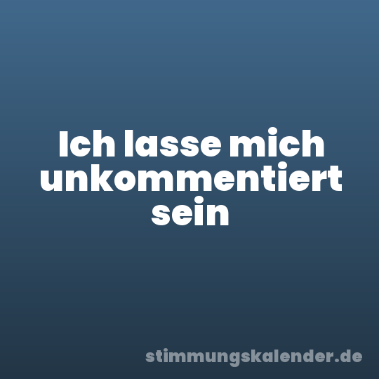 Ich lasse mich unkommentiert sein