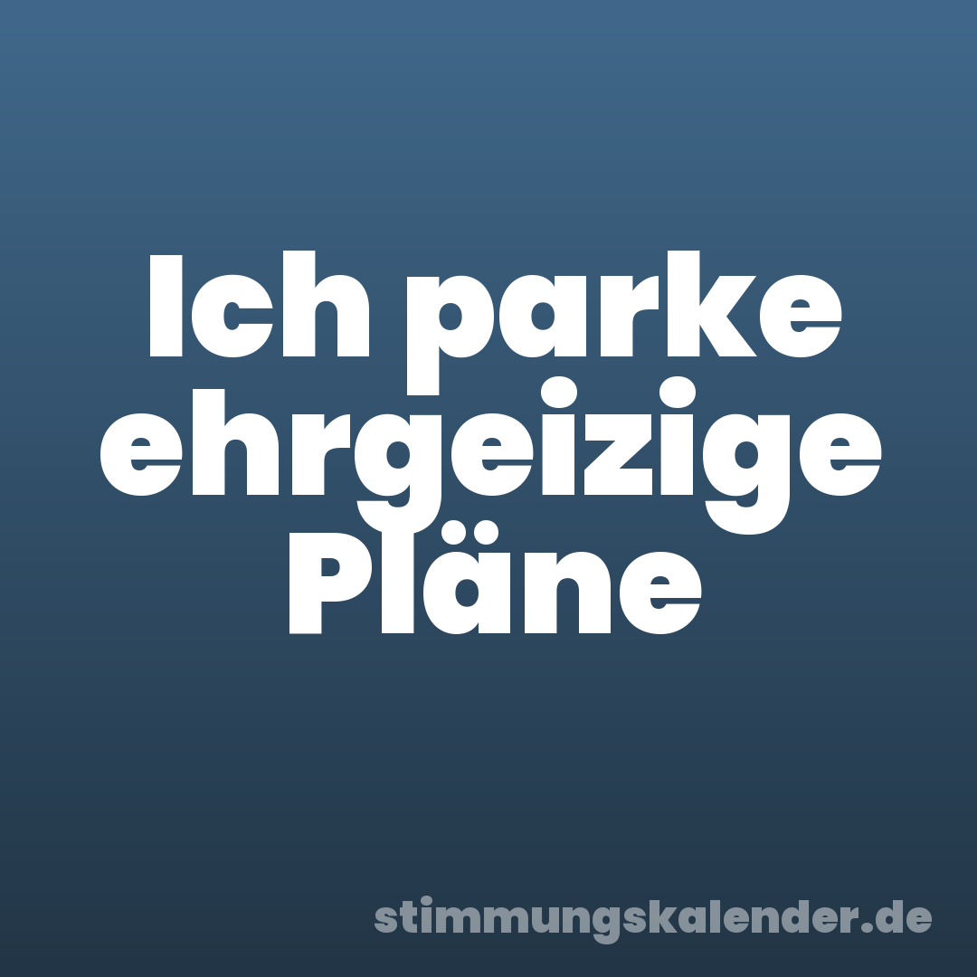 Ich parke ehrgeizige Pläne
