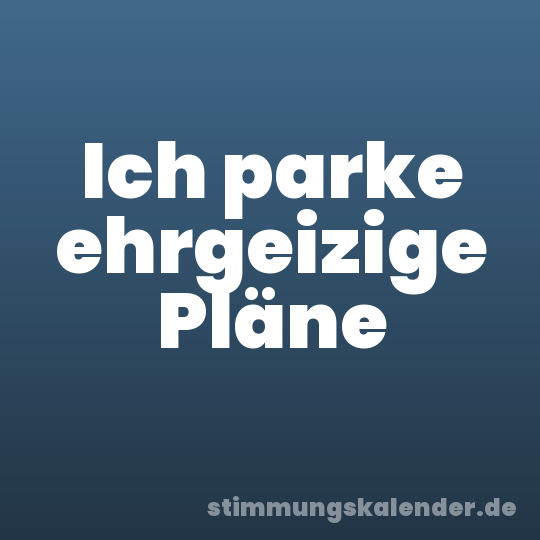 Ich parke ehrgeizige Pläne