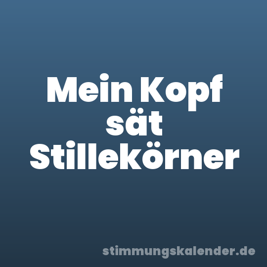 Mein Kopf sät Stillekörner