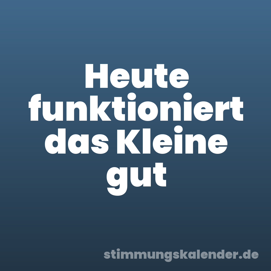 Heute funktioniert das Kleine gut