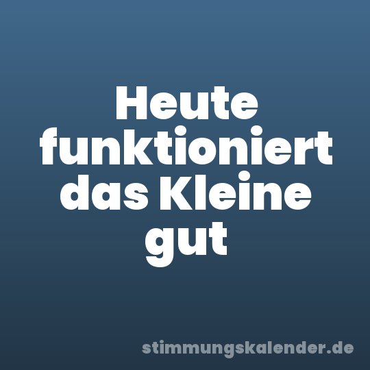 Heute funktioniert das Kleine gut