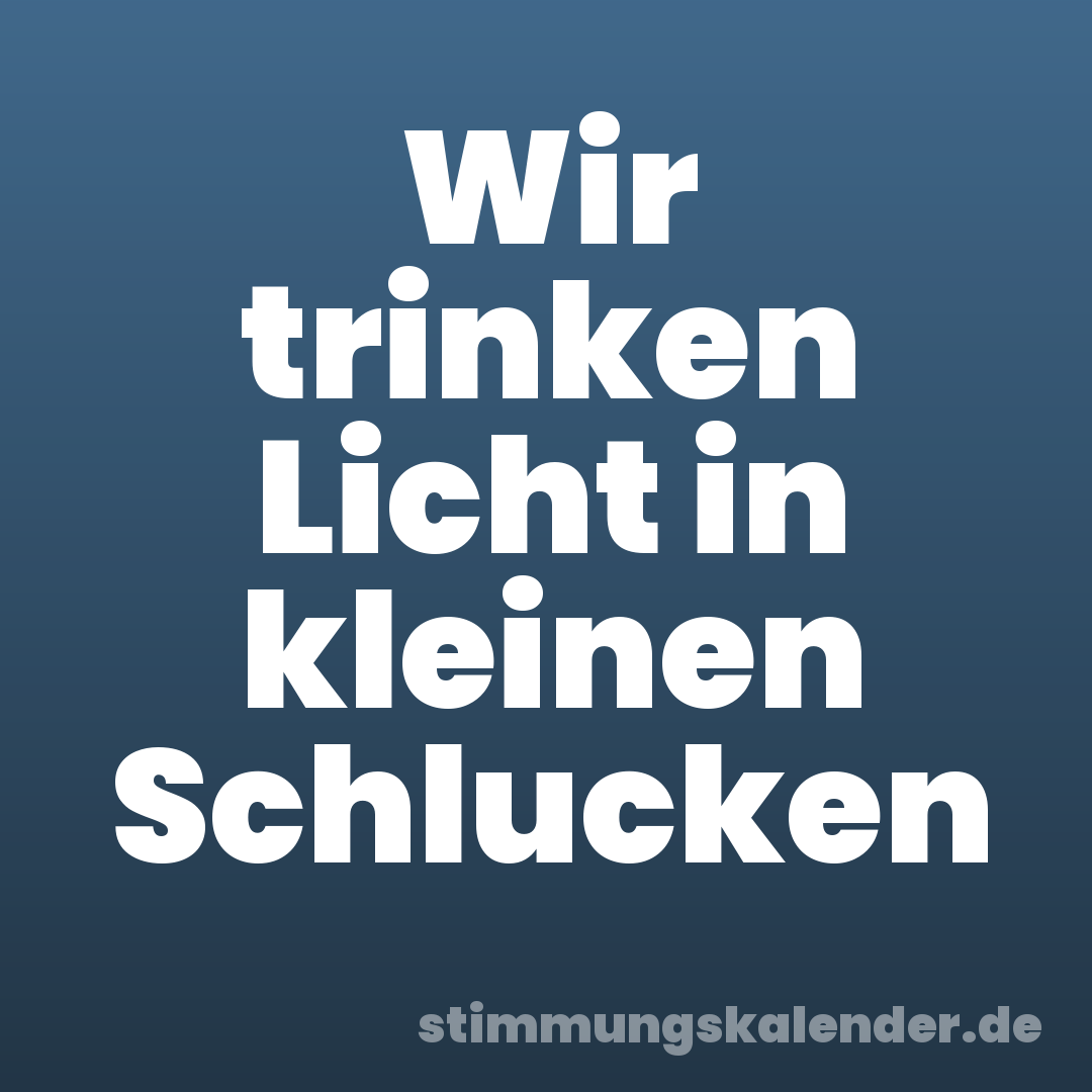 Wir trinken Licht in kleinen Schlucken
