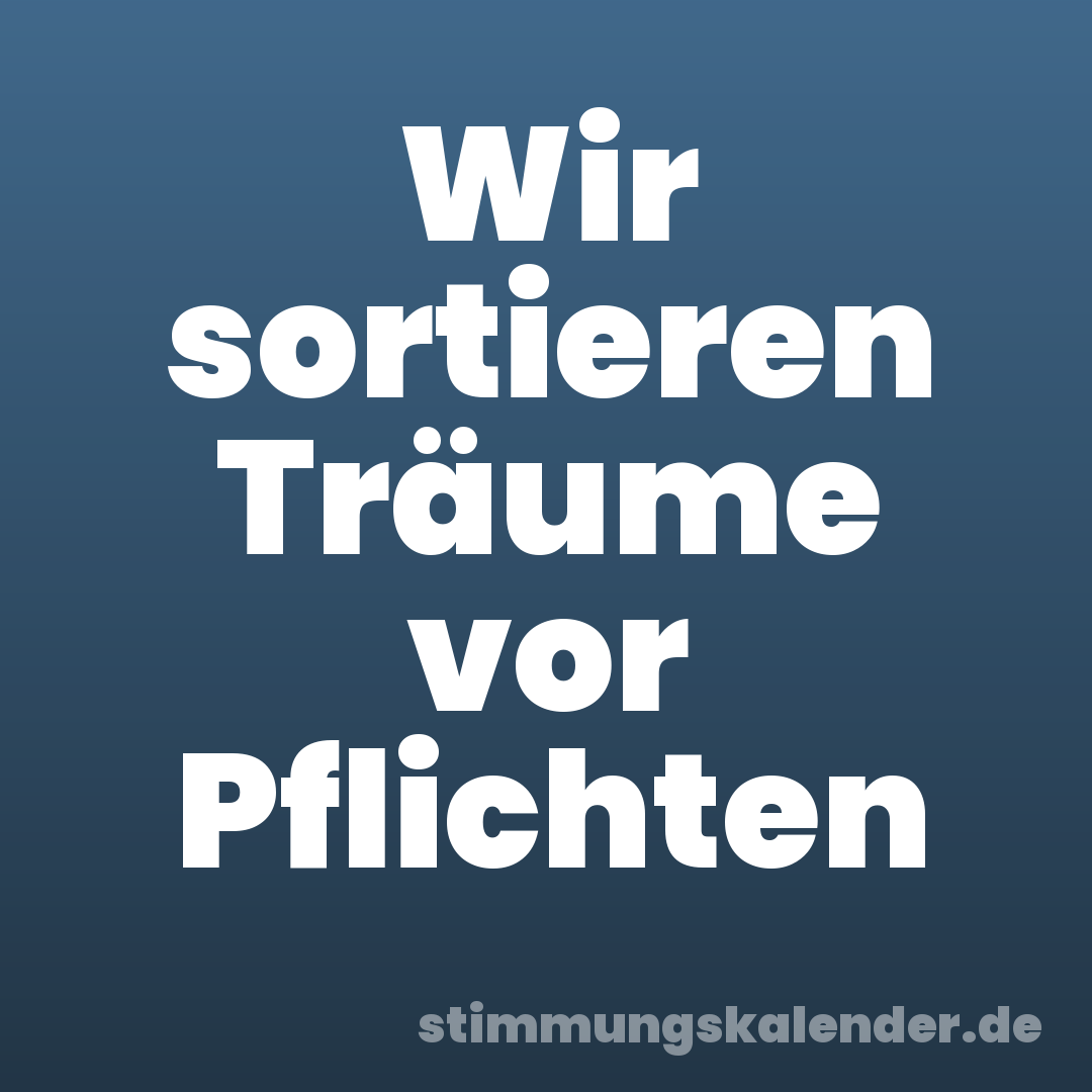 Wir sortieren Träume vor Pflichten