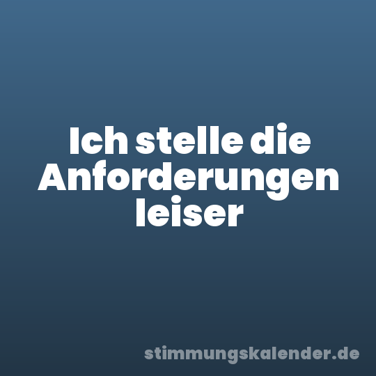Ich stelle die Anforderungen leiser