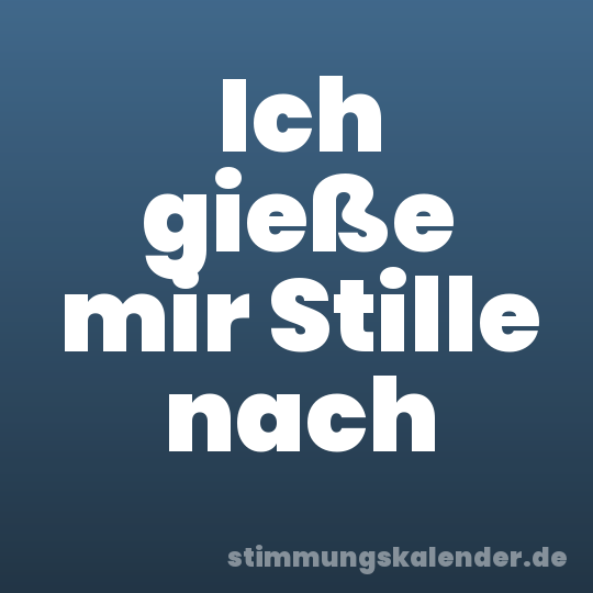 Ich gieße mir Stille nach