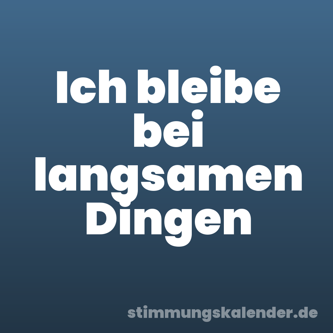 Ich bleibe bei langsamen Dingen