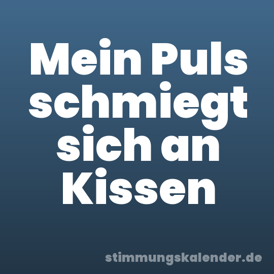 Mein Puls schmiegt sich an Kissen