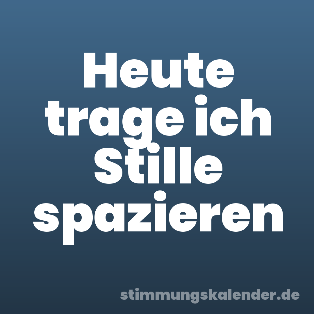 Heute trage ich Stille spazieren