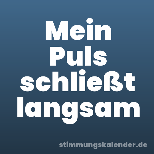 Mein Puls schließt langsam
