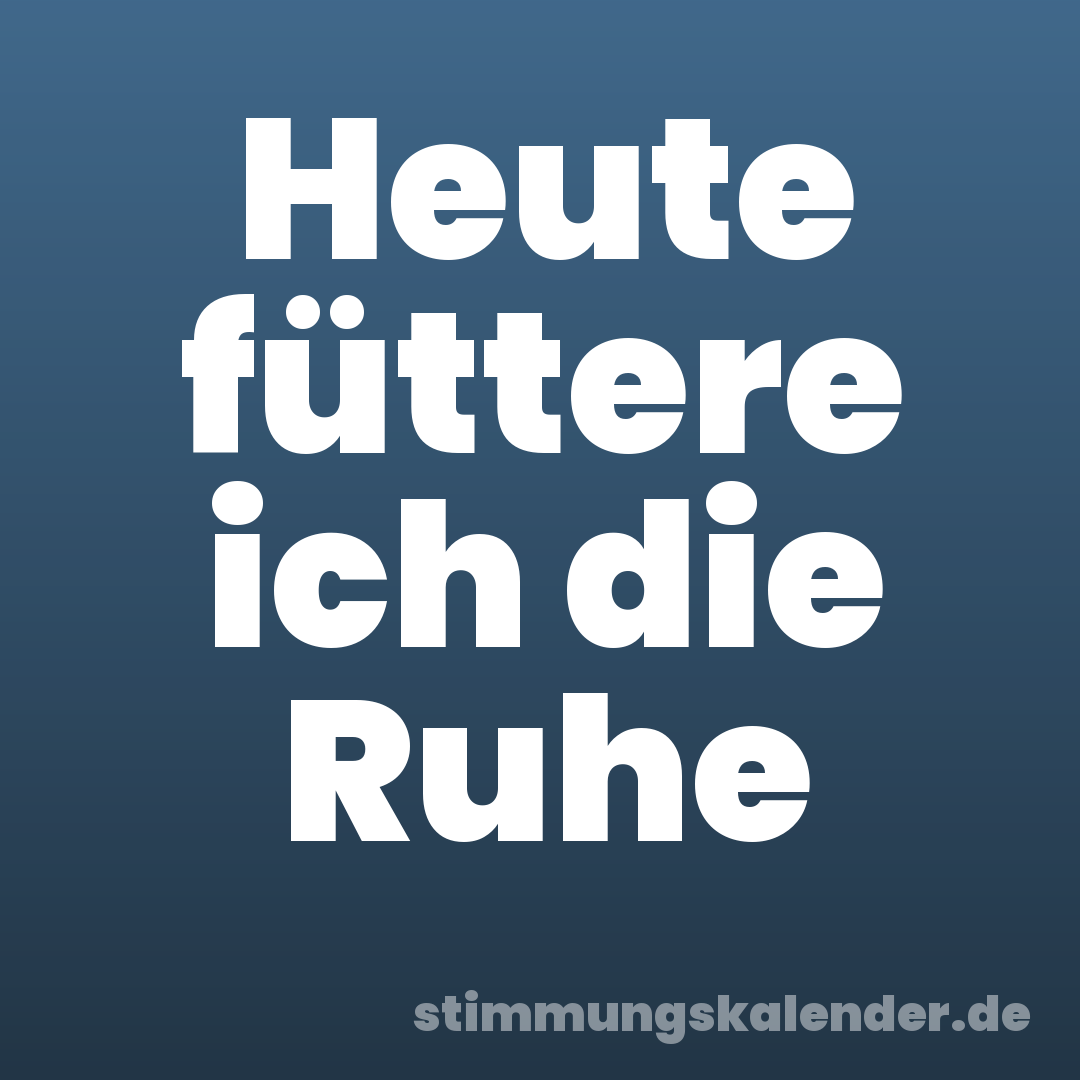 Heute füttere ich die Ruhe