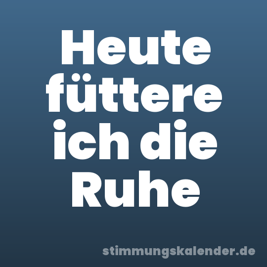 Heute füttere ich die Ruhe