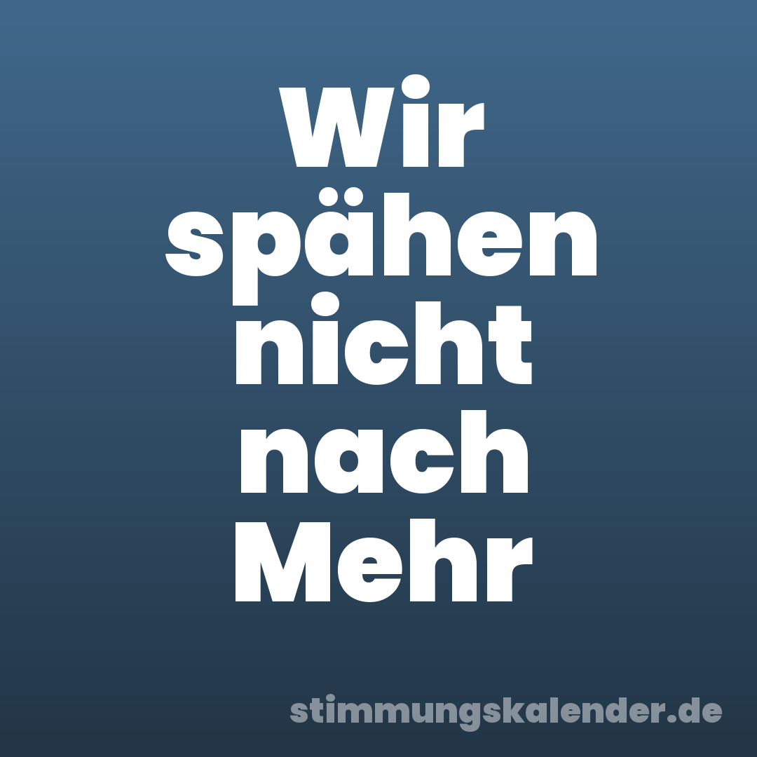 Wir spähen nicht nach Mehr