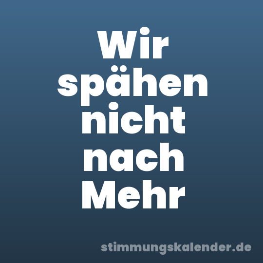 Wir spähen nicht nach Mehr