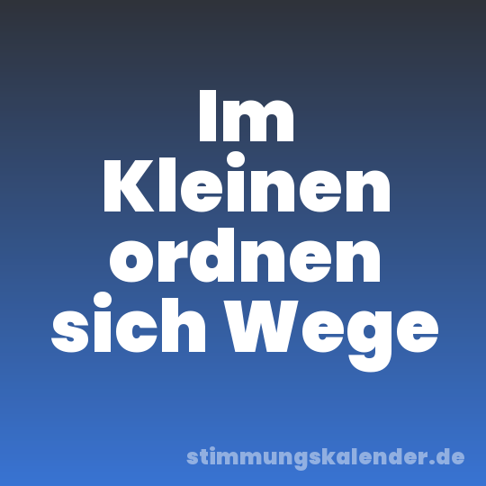 Im Kleinen ordnen sich Wege
