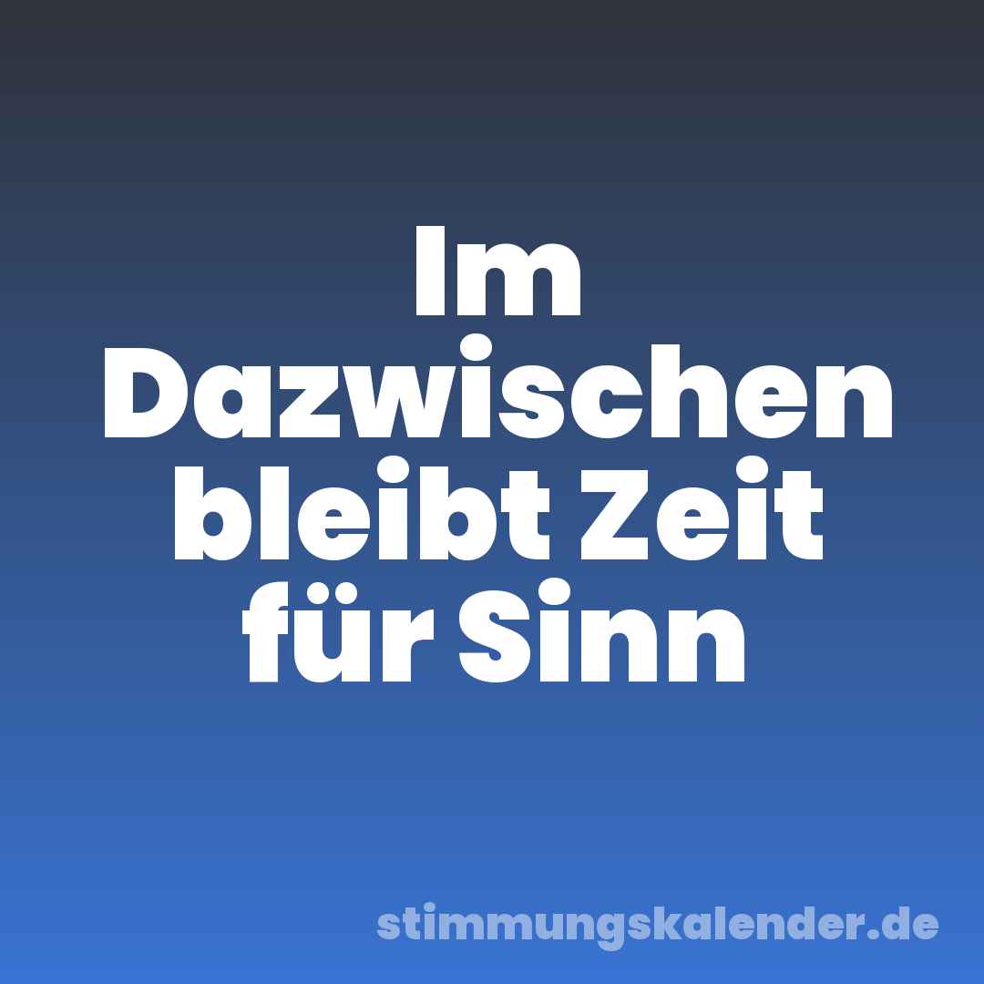 Im Dazwischen bleibt Zeit für Sinn