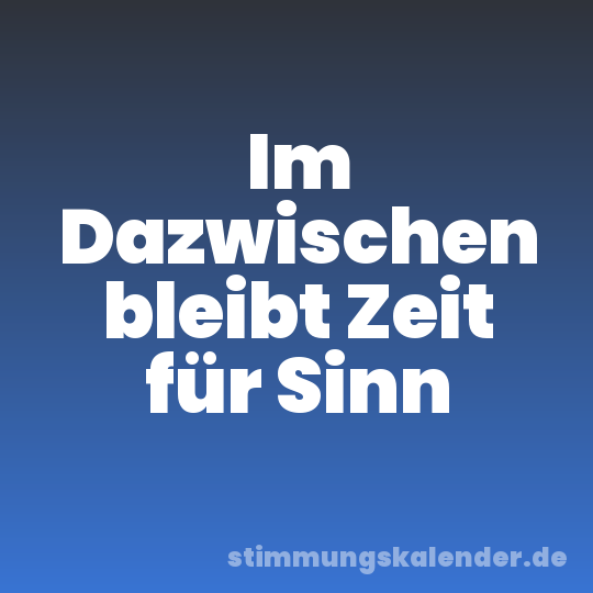 Im Dazwischen bleibt Zeit für Sinn