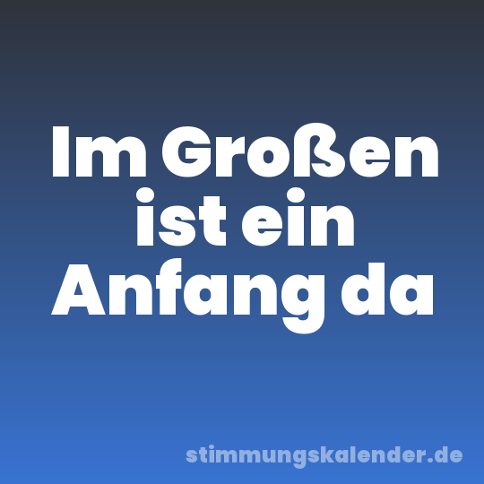Im Großen ist ein Anfang da