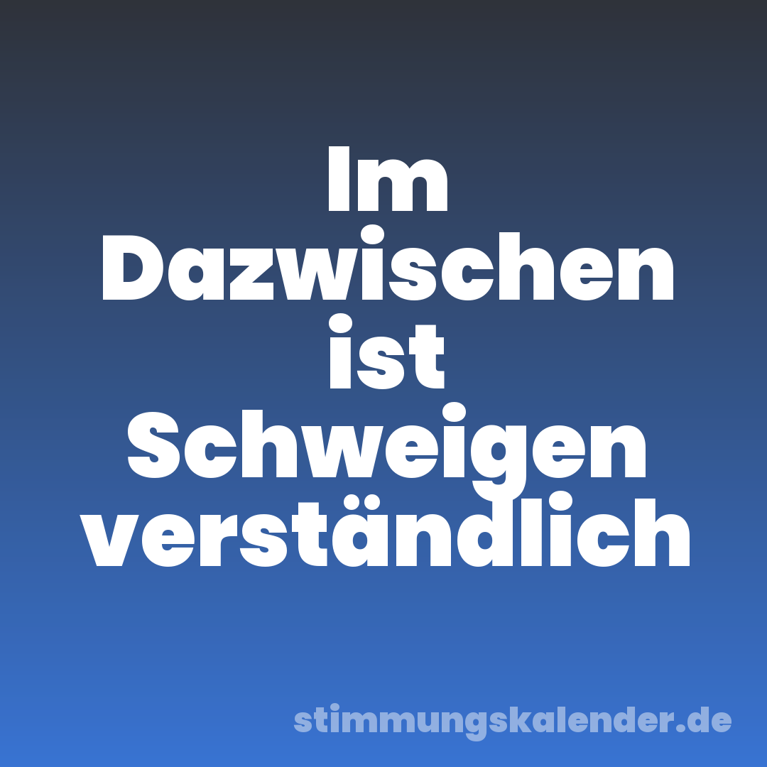 Im Dazwischen ist Schweigen verständlich