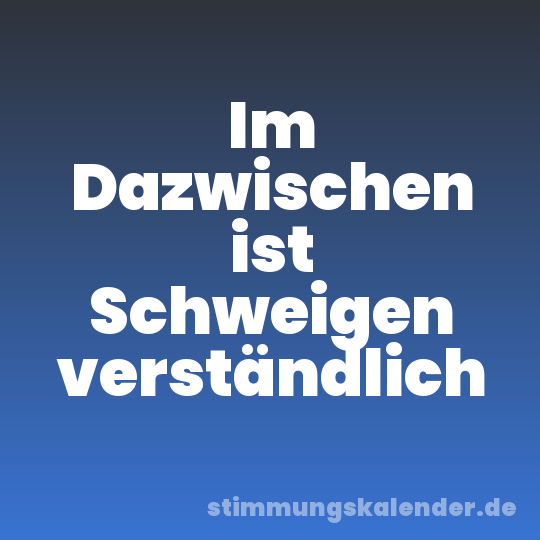 Im Dazwischen ist Schweigen verständlich