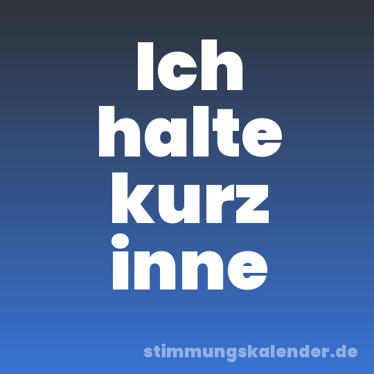 Ich halte kurz inne