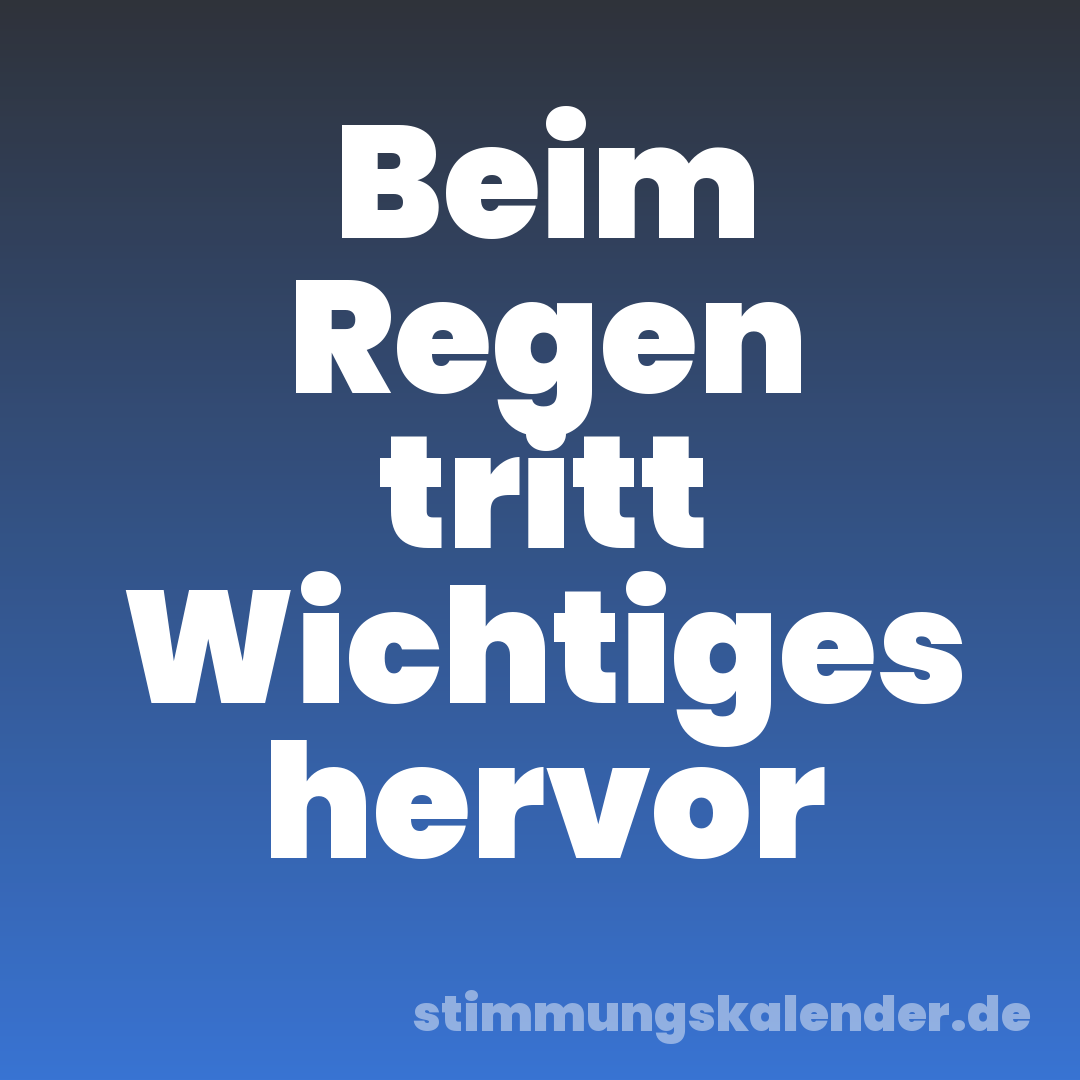 Beim Regen tritt Wichtiges hervor