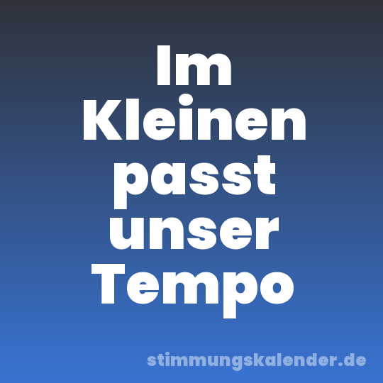 Im Kleinen passt unser Tempo