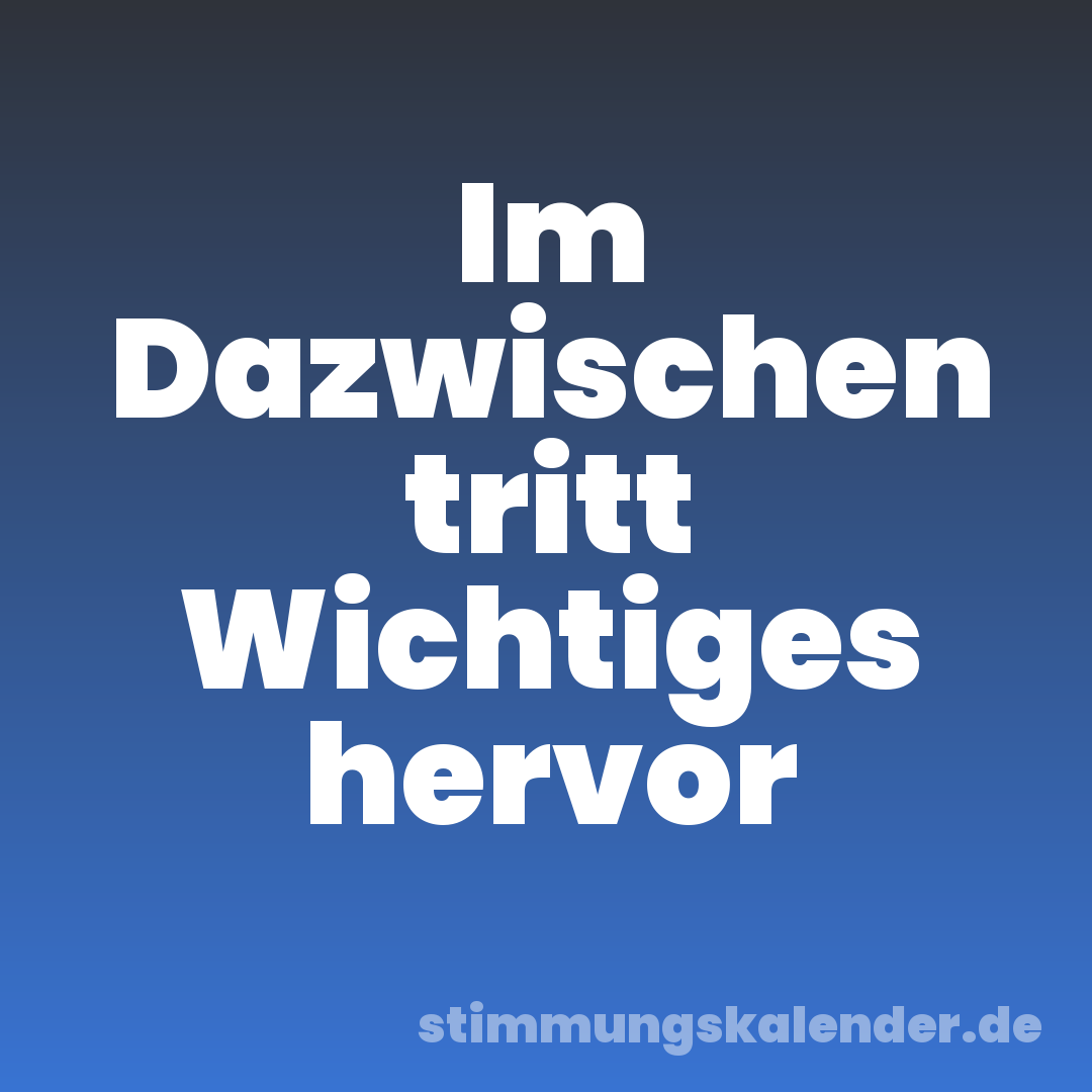 Im Dazwischen tritt Wichtiges hervor