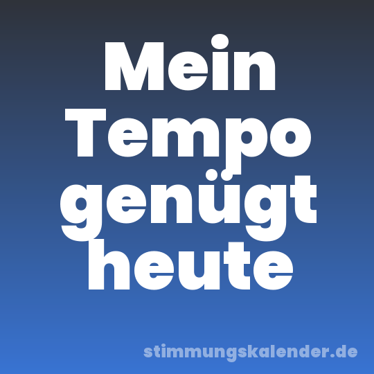 Mein Tempo genügt heute