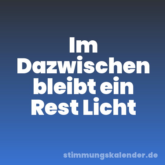 Im Dazwischen bleibt ein Rest Licht