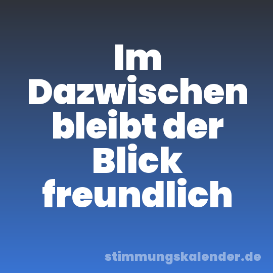 Im Dazwischen bleibt der Blick freundlich