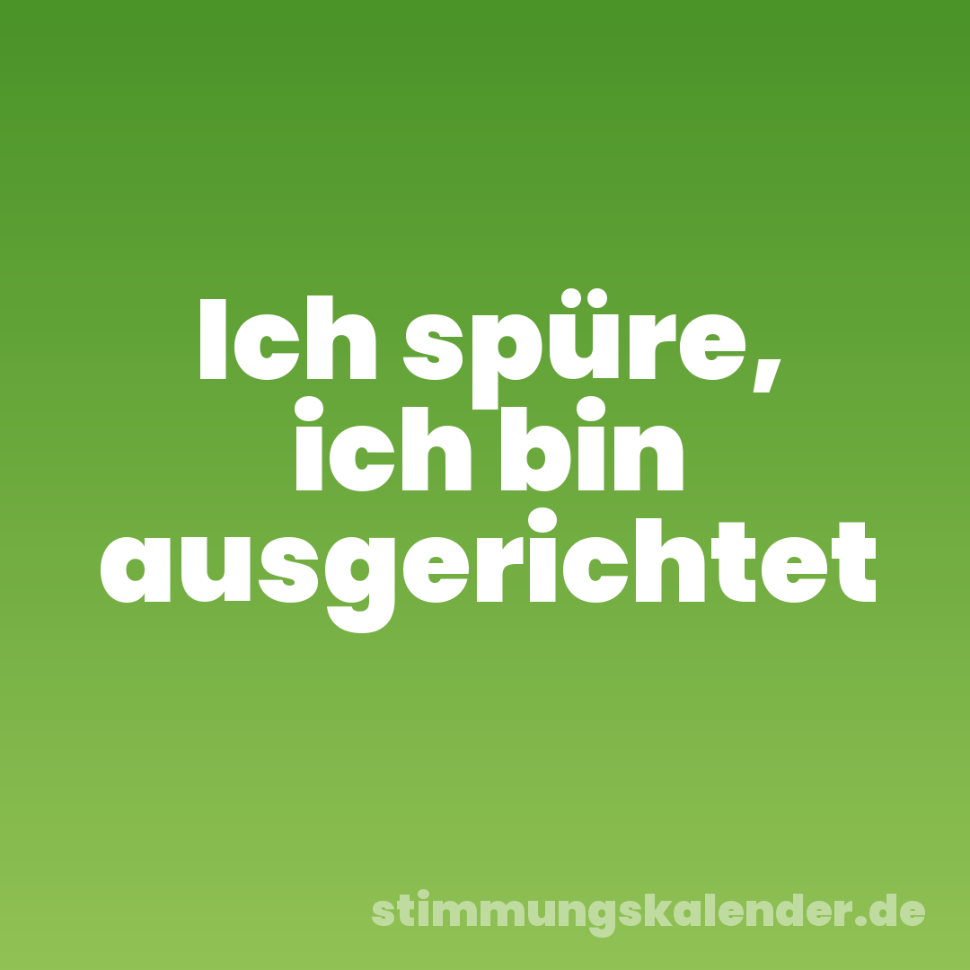 Ich spüre, ich bin ausgerichtet