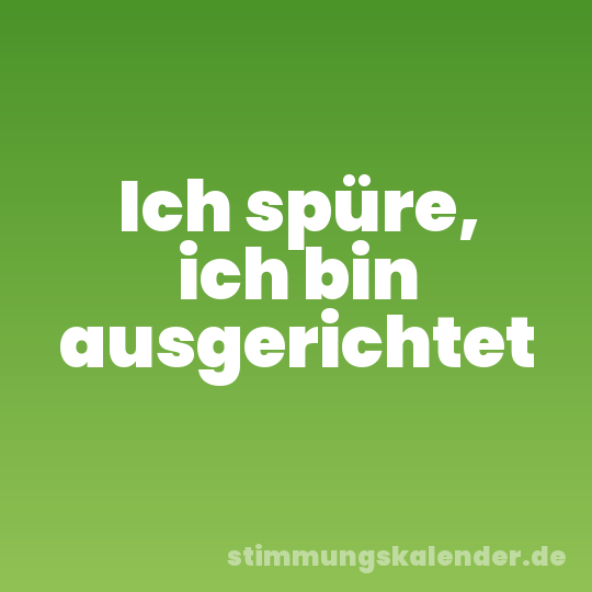 Ich spüre, ich bin ausgerichtet
