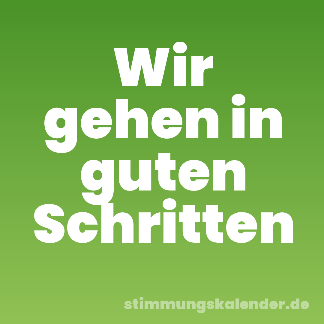Wir gehen in guten Schritten