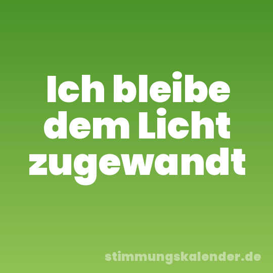 Ich bleibe dem Licht zugewandt