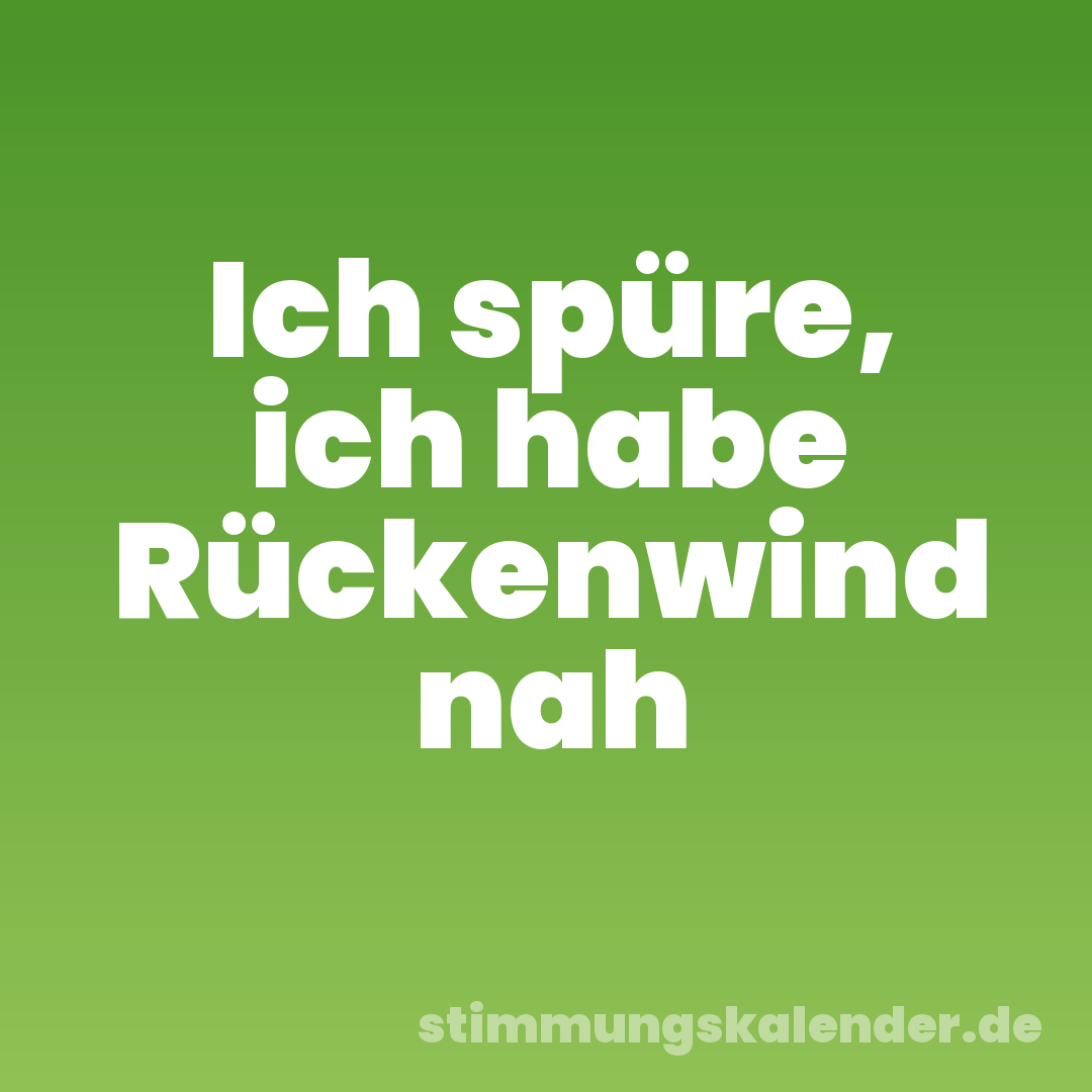 Ich spüre, ich habe Rückenwind nah