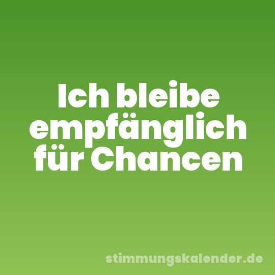 Ich bleibe empfänglich für Chancen