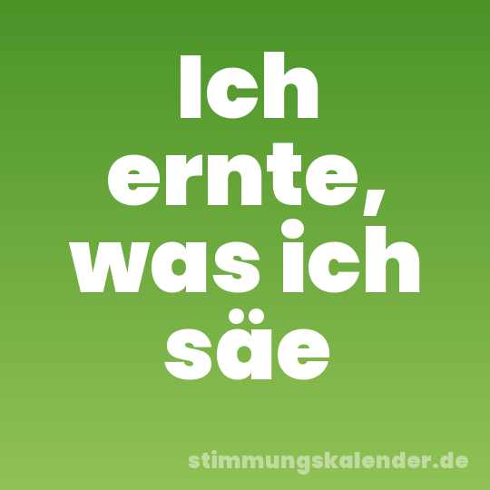 Ich ernte, was ich säe