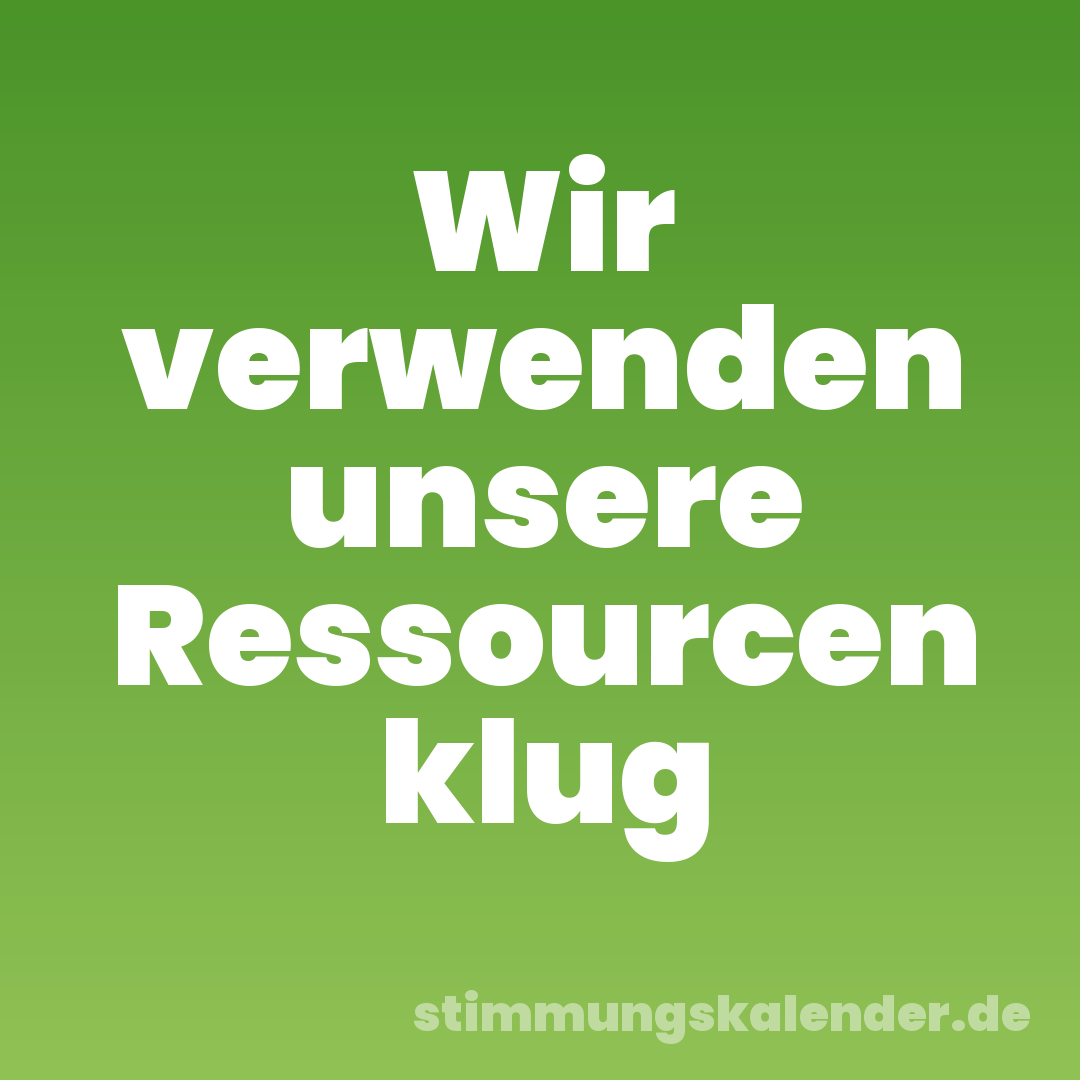 Wir verwenden unsere Ressourcen klug