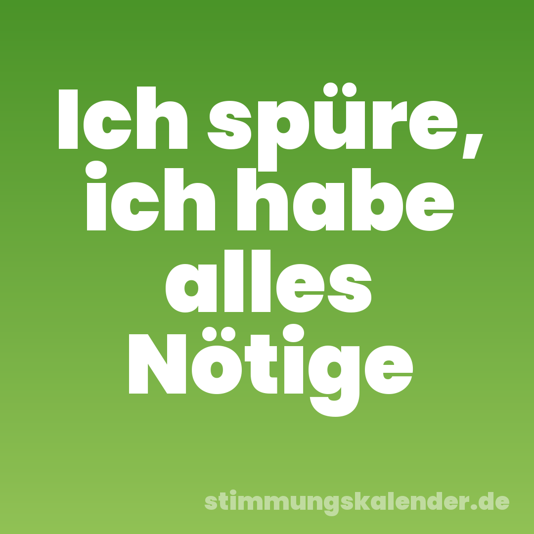 Ich spüre, ich habe alles Nötige