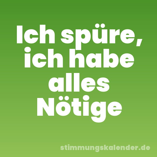 Ich spüre, ich habe alles Nötige