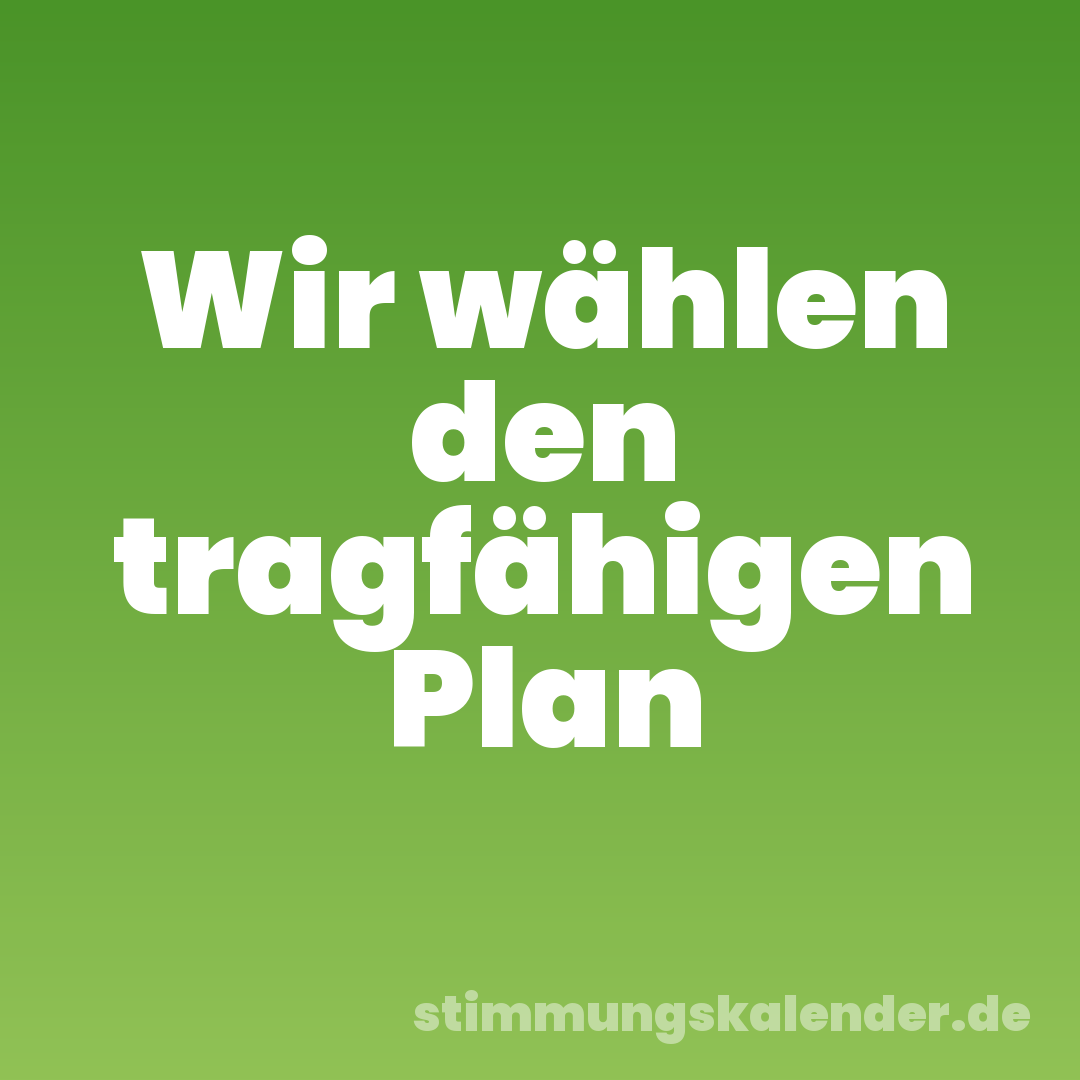 Wir wählen den tragfähigen Plan