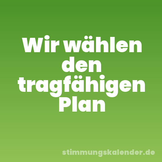 Wir wählen den tragfähigen Plan
