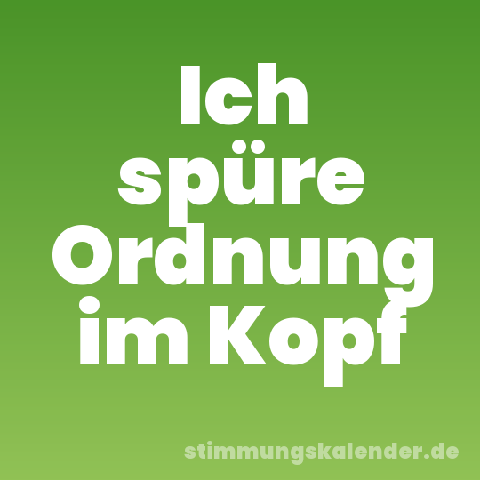 Ich spüre Ordnung im Kopf