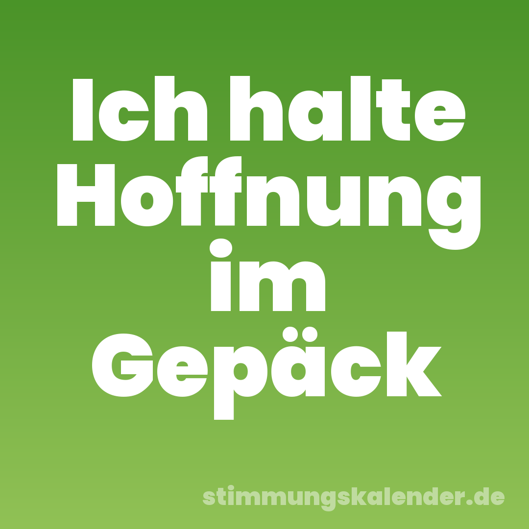 Ich halte Hoffnung im Gepäck