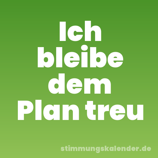 Ich bleibe dem Plan treu